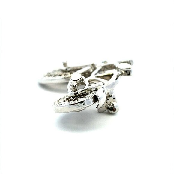 Estate Costume Jewelry Silver Tone Rhinestone Bike Bicycle Moving Wheel Brooch 9 - Picture 6 of 11